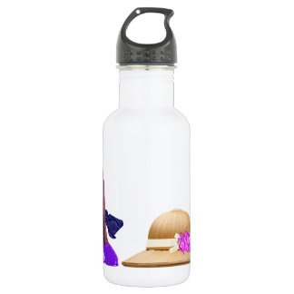 Blaue Stilett-Schuh-und Hut-Kunst Edelstahlflasche