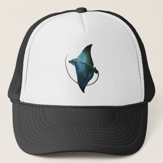 Blaue Stingray-Illustration Truckerkappe (Vorderseite)