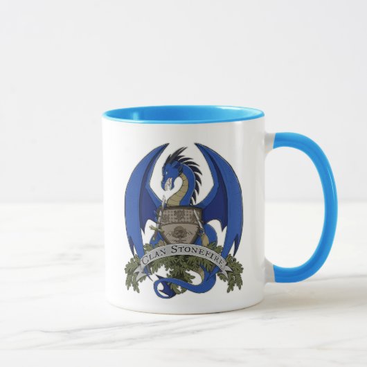 Blaue Stonefire Drache-Wappen-Tasse Tasse (Rechts)