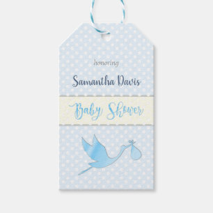 Blaue Storch-Baby-Babyparty Geschenkanhänger