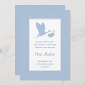 Blaue Storch-Geburtserklärung Ankündigung (Vorne/Hinten)