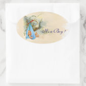BLAUE STORK BABY BOY SHOWER OVALER AUFKLEBER (Tasche)