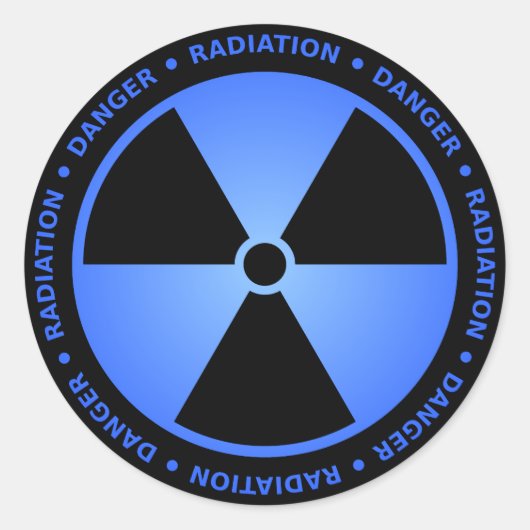 Blaue Strahlenwarnung Runder Aufkleber (Vorderseite)