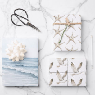 Blaue Strand-Ozean-Hochzeit Geschenkpapier Set