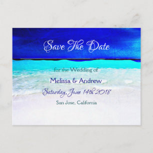 Blaue Strand-Ozean-Themenhochzeit - Save the Date Ankündigungspostkarte