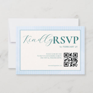 Blaue Strand Sommer Wasserfarbe QR Hochzeit RSVP Karte