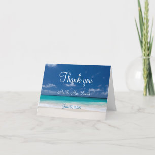 Blaue Strandhochzeit Danksagungskarten Dankeskarte