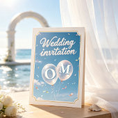 Blaue Strandhochzeit  Einladung