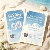 Blaue Strandhochzeit  Einladung