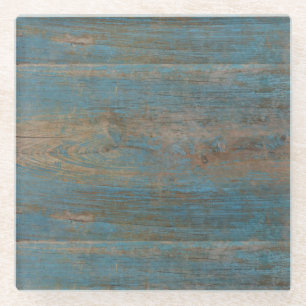 Blaue Strandholzstruktur Glasuntersetzer