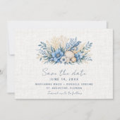 Blaue Strandidyll-Hochzeitsfoto Save the Date (Vorderseite)