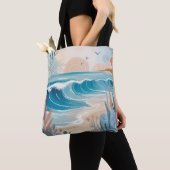 Blaue Strandillustration Tasche (Von Nahem)