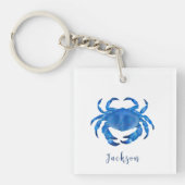 Blaue Strandkrabbe Schlüsselanhänger (Vorderseite)