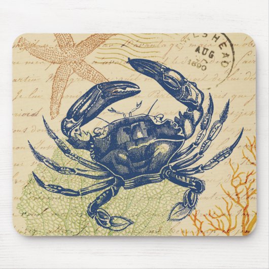 Blaue Strandkrabben-Collage Mousepad (Vorne)