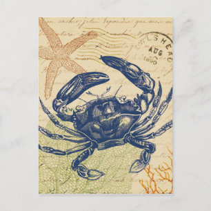 Blaue Strandkrabben-Collage Postkarte
