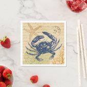 Blaue Strandkrabben-Collage Serviette (Beispiel)