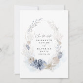 Blaue Strandküsten-Muschel-Hochzeit Save The Date (Rückseite)