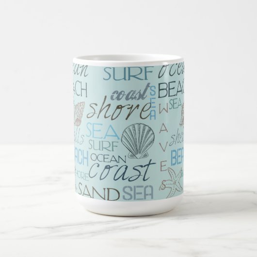 Blaue Strandschalen Ozeanküste Kaffeetasse (Mittel)