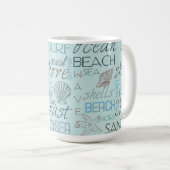 Blaue Strandschalen Ozeanküste Kaffeetasse (VorderseiteRechts)