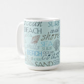 Blaue Strandschalen Ozeanküste Kaffeetasse (Vorderseite Links)