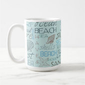 Blaue Strandschalen Ozeanküste Kaffeetasse (Links)