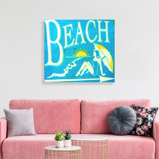 Blaue Strandschild Leinwand (Insitu (Wohnzimmer))