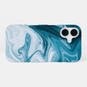 Blaue Strandwellen abstraktes Design iPhone 16 Hülle (Rückseite (Horizontal))
