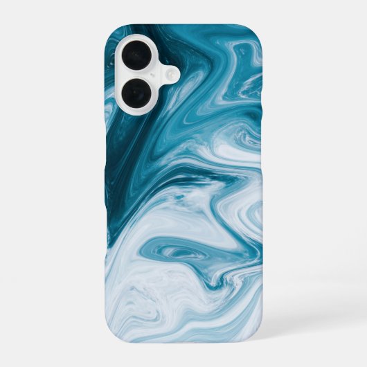Blaue Strandwellen abstraktes Design iPhone 16 Hülle (Rückseite)
