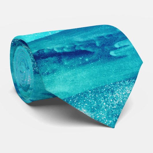 Blaue Strandwellen Seewasser Krawatte (Gerollt)