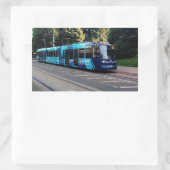 Blaue Straßenbahn Rechteckiger Aufkleber (Tasche)
