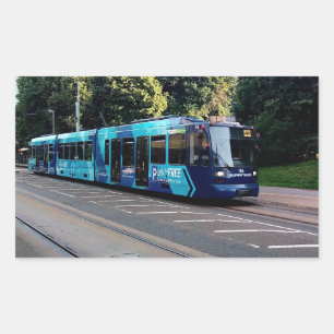 Blaue Straßenbahn Rechteckiger Aufkleber
