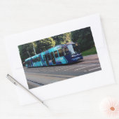 Blaue Straßenbahn Rechteckiger Aufkleber (Umschlag)