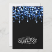 Blaue Streichleuchten und Sterne aller Altersklass Einladung (Rückseite)