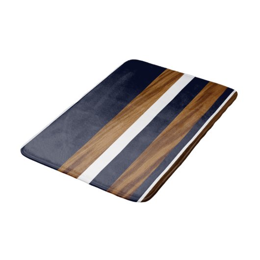 Blaue Streifen #1 Badematte (Schrägansicht)