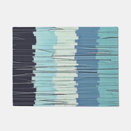 Blaue Streifen Abstrakt Fußmatte (Vorderseite)