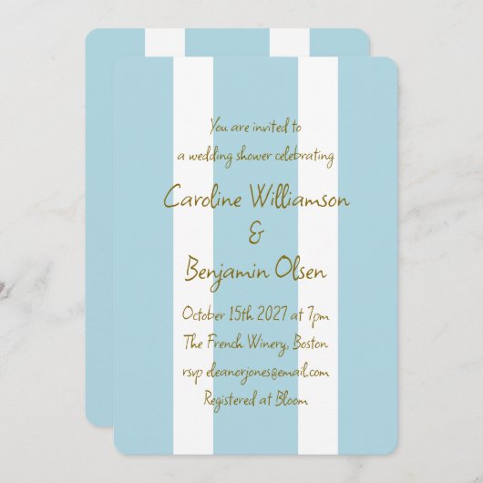 Blaue Streifen an der Küste Handgeschriebener Polt Einladung (Vorne/Hinten)