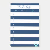 Blaue Streifen, Anker ,To do List Post-it Klebezettel (Vorderseite)