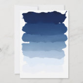 Blaue Streifen Aquarellfarben Ober Hochzeit Einladung (Rückseite)