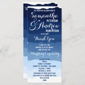 Blaue Streifen Aquarellfarben Ober Hochzeitsprogra Programm (Vorne/Hinten)