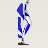Blaue Streifen auf weißem Legieren Leggings (Rechts)