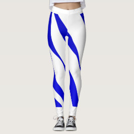 Blaue Streifen auf weißem Legieren Leggings