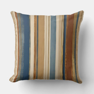 Blaue Streifen aus Gold und Bronze Kissen