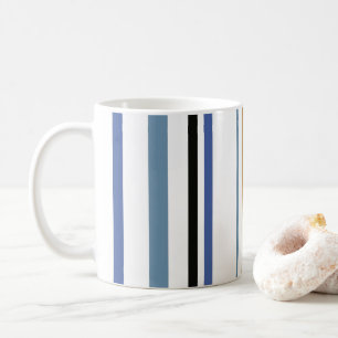 Blaue Streifen aus Gold und Weiß Beach Kaffeetasse