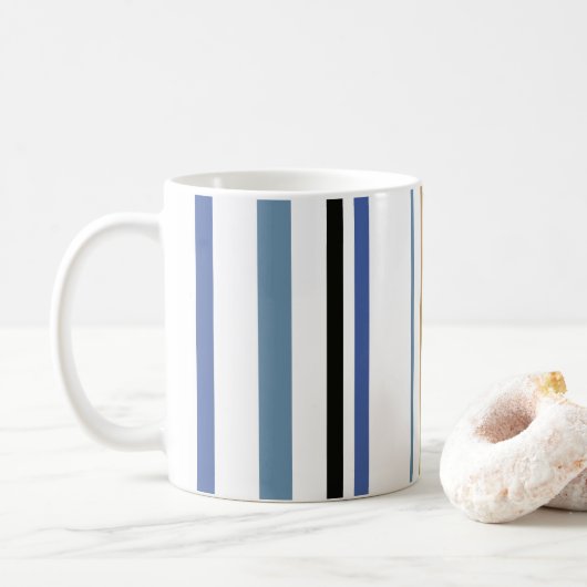 Blaue Streifen aus Gold und Weiß Beach Kaffeetasse (Mit Donut)