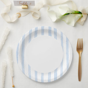 Blaue Streifen Baby Shower Pappteller