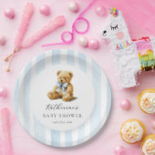 Blaue Streifen Bär Baby Shower Pappteller (Party)