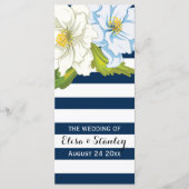 Blaue Streifen, Blume Modernes Hochzeitsprogramm Programm (Vorderseite)
