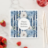 Blaue Streifen Blumengeburten Serviette (Beispiel)