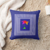 Blaue Streifen Blumenmitte Kissen (Decke)