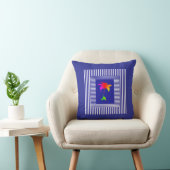 Blaue Streifen Blumenmitte Kissen (Stuhl )
